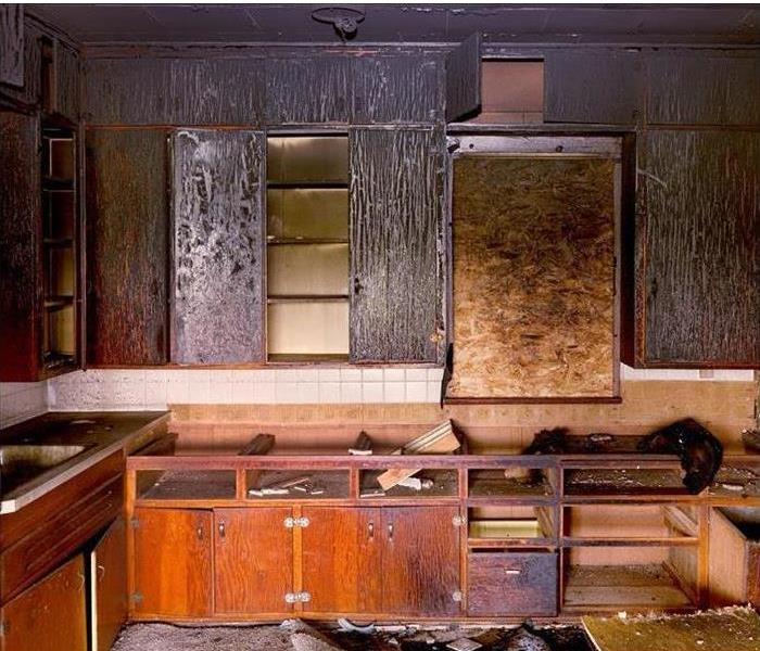 Fire damage in the kitchen