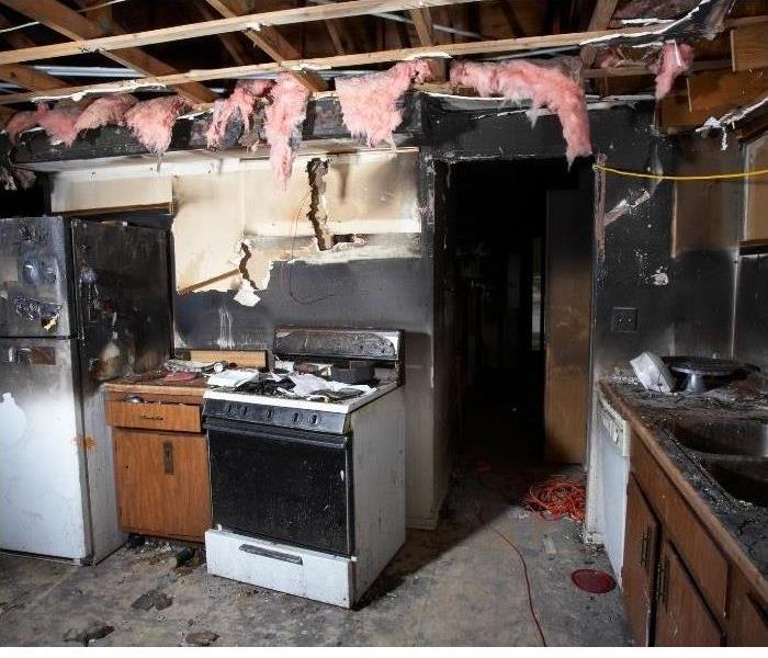 Fire damaged kitchen in Phoenix after a fire